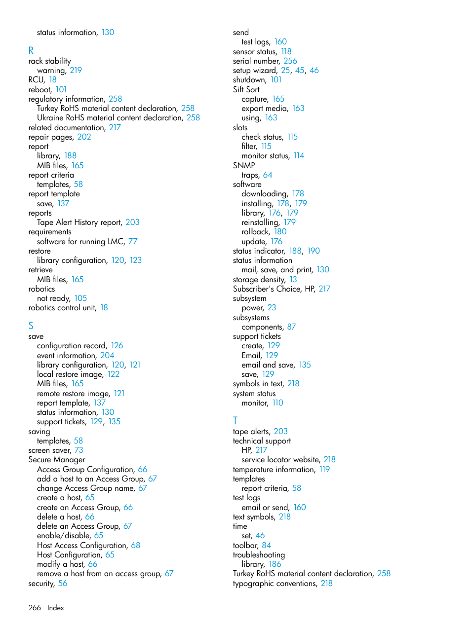 HP StoreEver ESL G3 Tape Libraries User Manual | Page 266 / 267