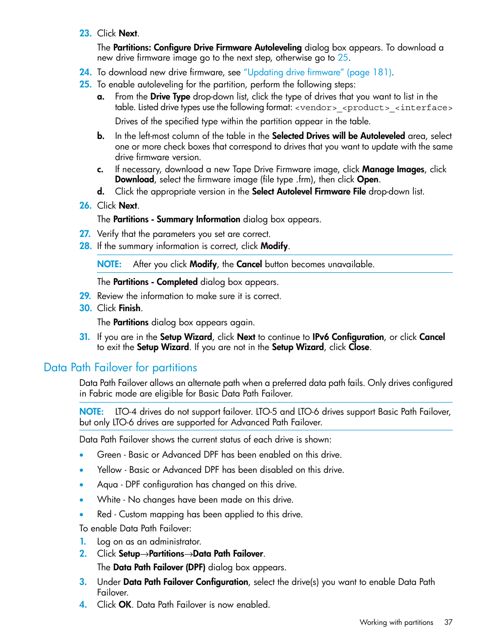 Data path failover for partitions | HP StoreEver ESL G3 Tape Libraries User Manual | Page 37 / 267