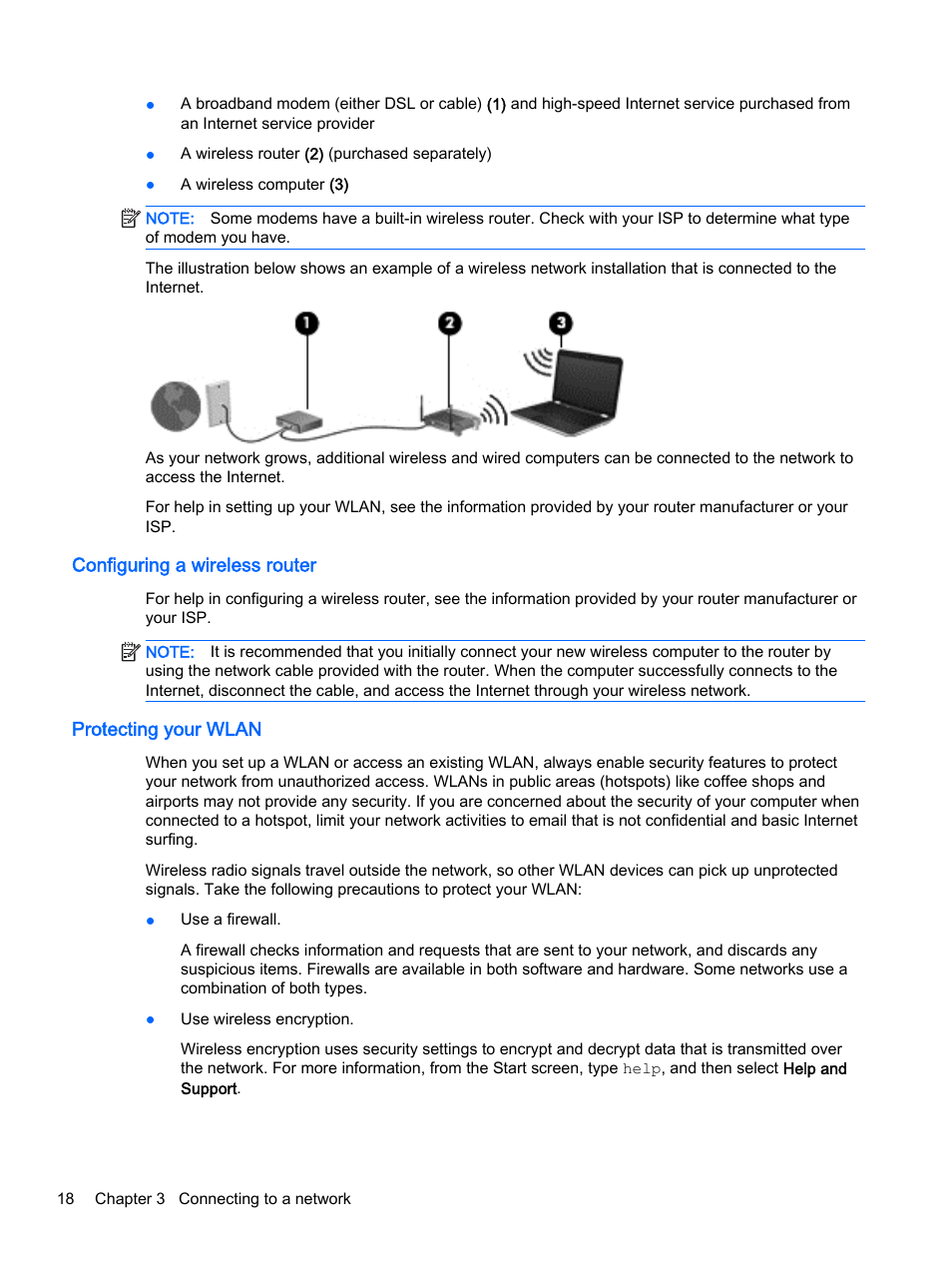 Configuring a wireless router, Protecting your wlan, Configuring a wireless router protecting your wlan | HP x360 350 G1 Convertible PC User Manual | Page 26 / 80