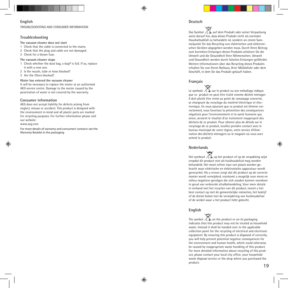 AEG ACSG1300 User Manual | Page 19 / 20