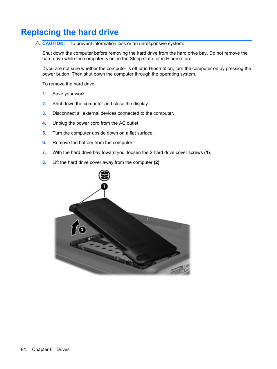 Replacing the hard drive | HP Compaq Presario CQ41-211TX Notebook PC User Manual | Page 94 / 132
