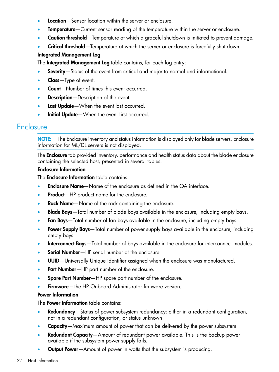 Enclosure | HP OneView for Red Hat Enterprise Virtualization User Manual | Page 22 / 45