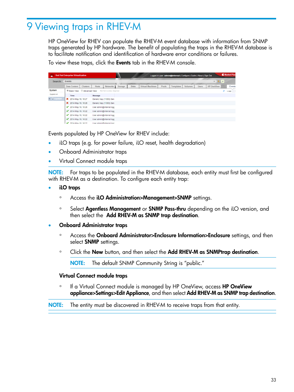 9 viewing traps in rhev-m | HP OneView for Red Hat Enterprise Virtualization User Manual | Page 33 / 45