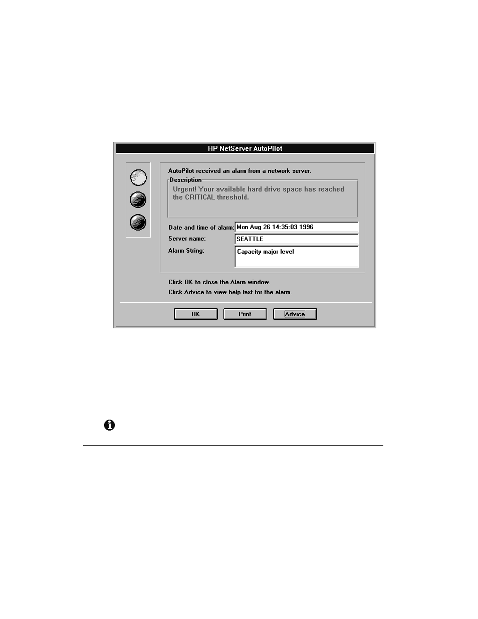 Hp netserver autopilot notifications and alarms | HP Netserver E Server series User Manual | Page 34 / 46