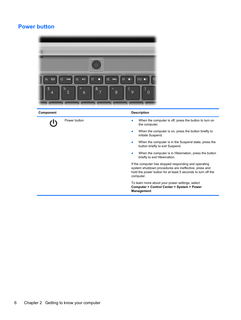 Power button | HP Mini 100e Education Edition User Manual | Page 14 / 75