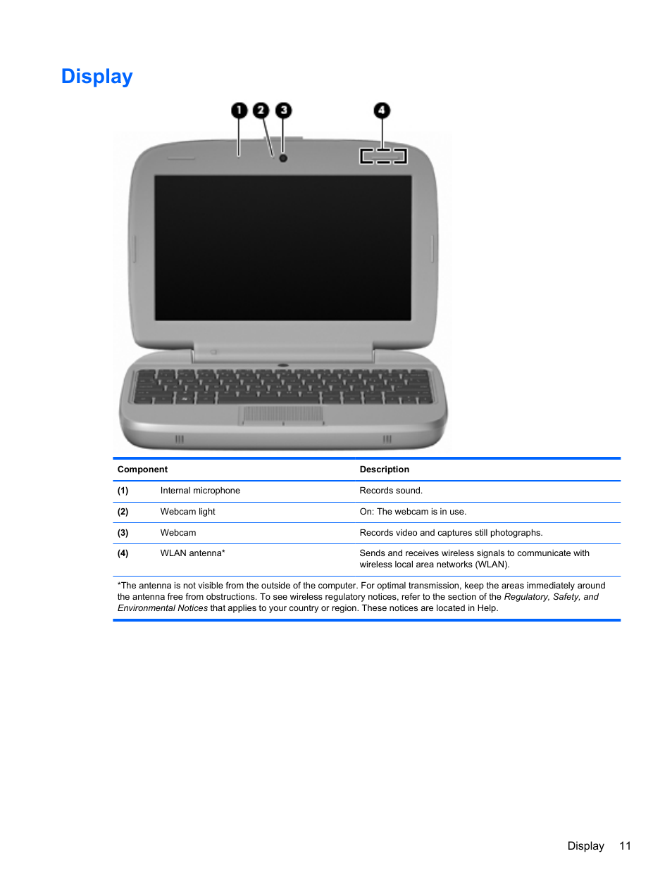 Display | HP Mini 100e Education Edition User Manual | Page 19 / 75