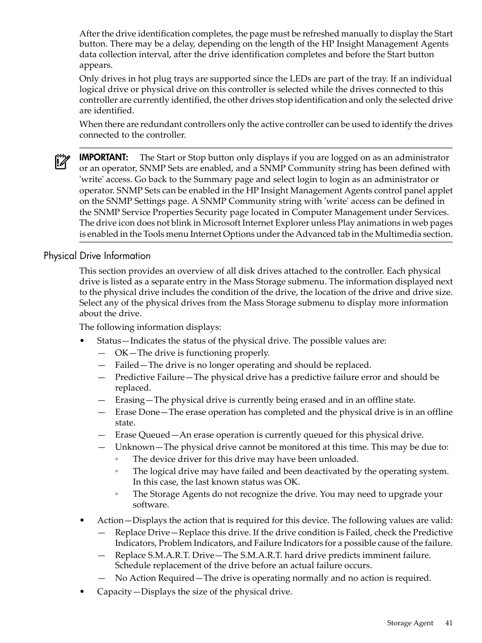 Physical drive information | HP Insight Management Agents User Manual | Page 41 / 157