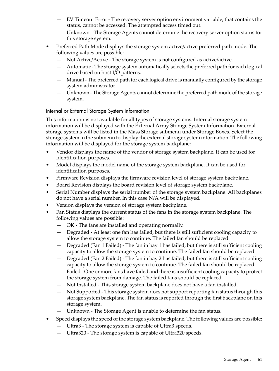 Internal or external storage system information | HP Insight Management Agents User Manual | Page 61 / 157