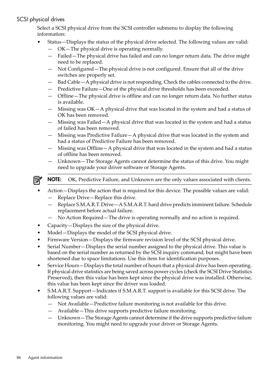 Scsi physical drives | HP Insight Management Agents User Manual | Page 86 / 157