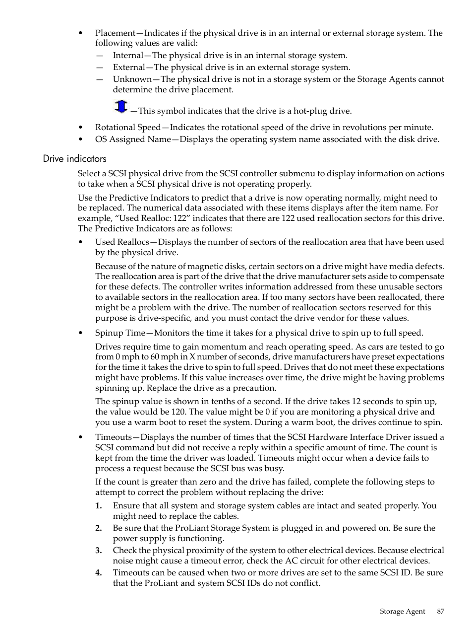 Drive indicators | HP Insight Management Agents User Manual | Page 87 / 157