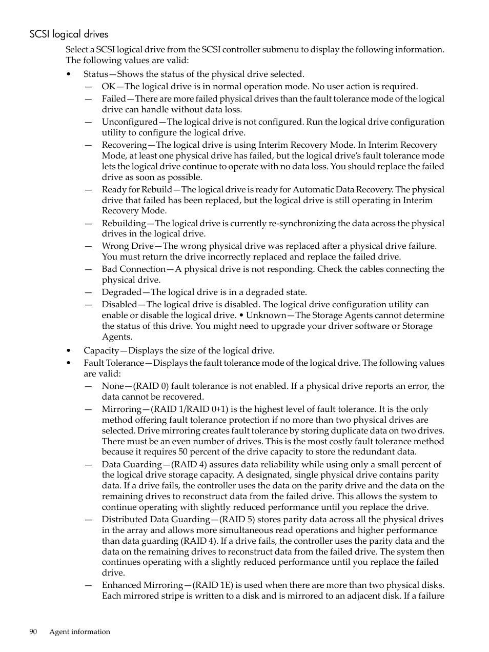 Scsi logical drives | HP Insight Management Agents User Manual | Page 90 / 157