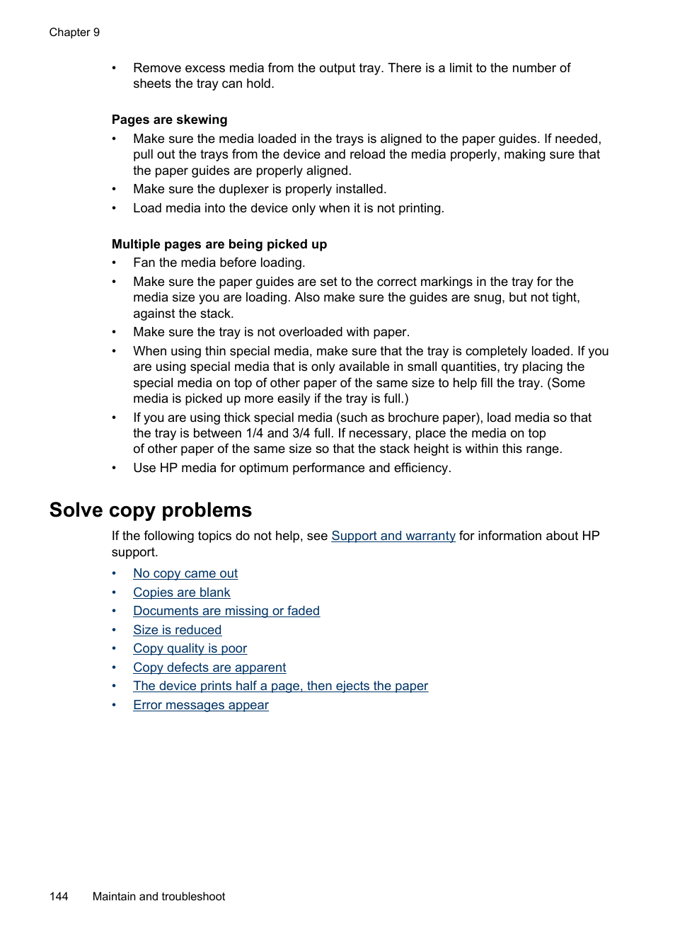 Solve copy problems | HP Officejet J6480 All-in-One Printer User Manual | Page 148 / 218