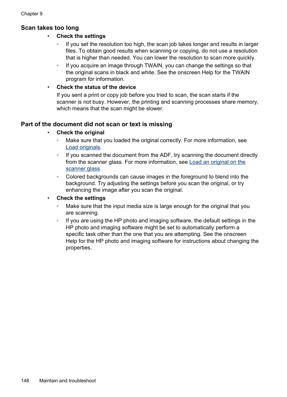 Scan takes too long | HP Officejet J6480 All-in-One Printer User Manual | Page 152 / 218
