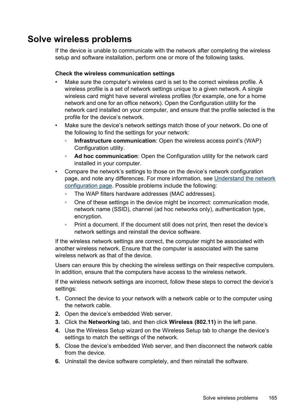 Solve wireless problems | HP Officejet J6480 All-in-One Printer User Manual | Page 169 / 218
