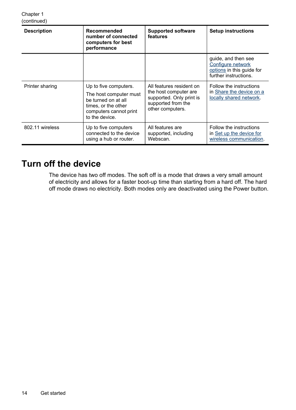 Turn off the device | HP Officejet J6480 All-in-One Printer User Manual | Page 18 / 218