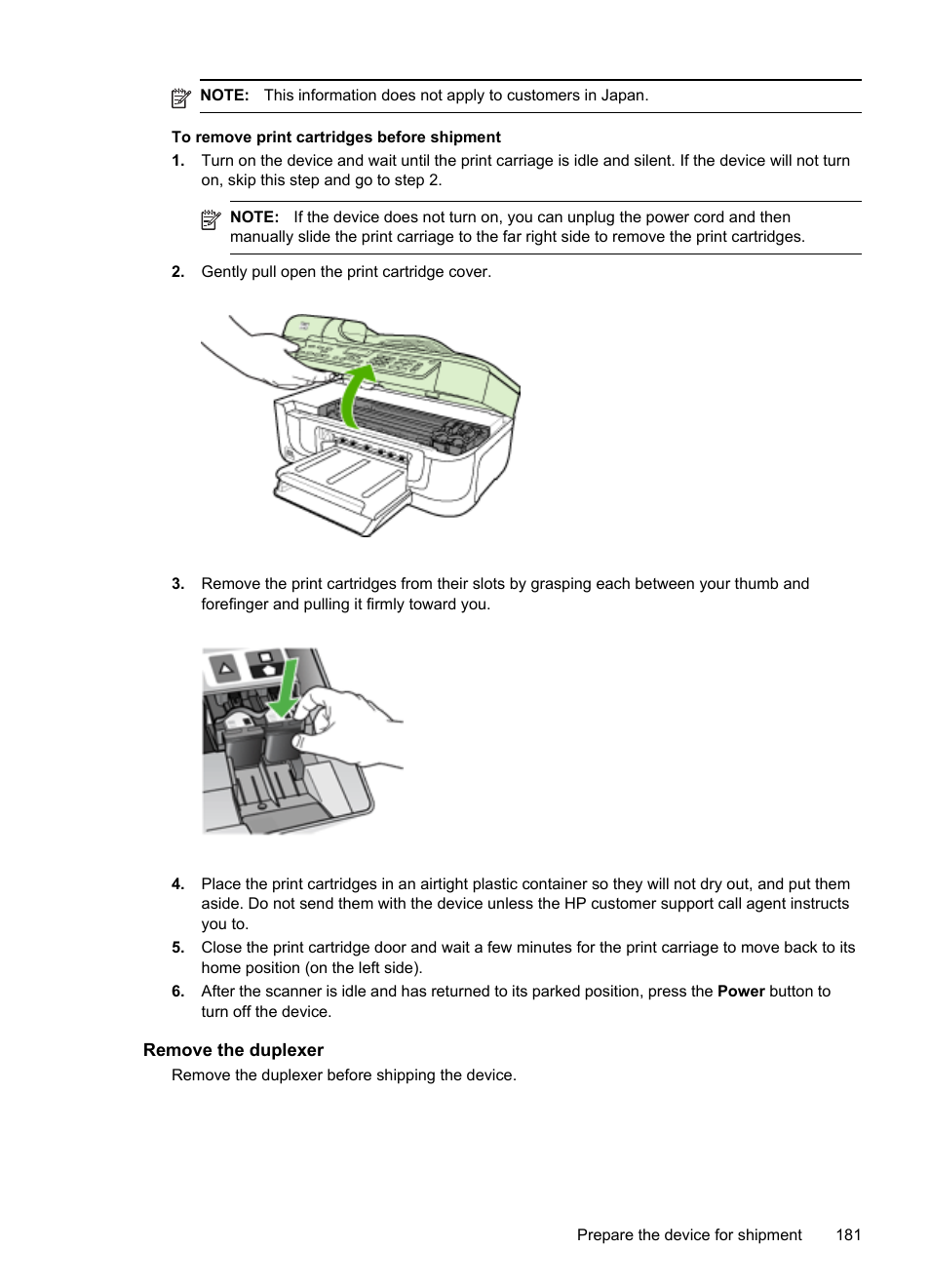 Remove the duplexer | HP Officejet J6480 All-in-One Printer User Manual | Page 185 / 218