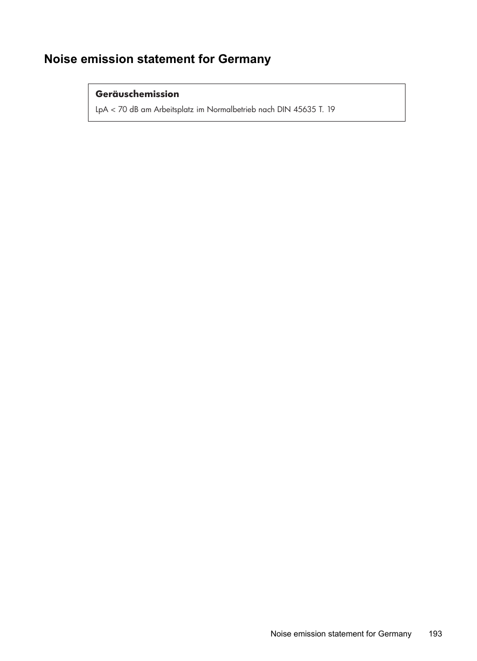 Noise emission statement for germany | HP Officejet J6480 All-in-One Printer User Manual | Page 197 / 218