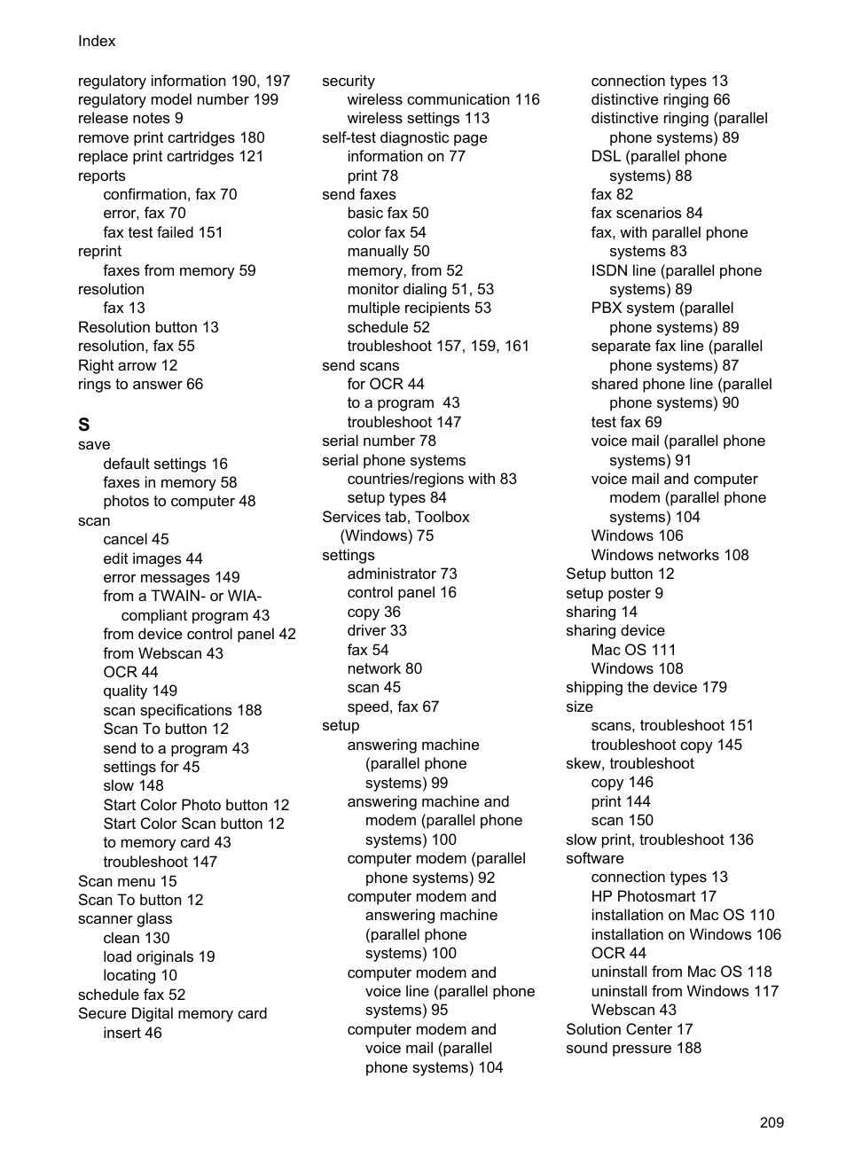 HP Officejet J6480 All-in-One Printer User Manual | Page 213 / 218
