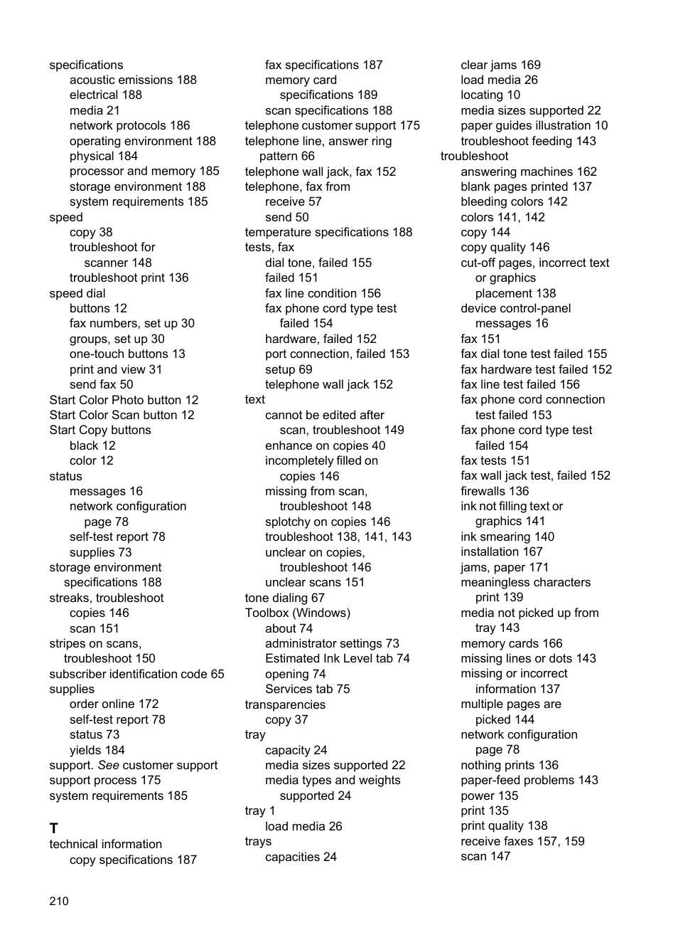HP Officejet J6480 All-in-One Printer User Manual | Page 214 / 218
