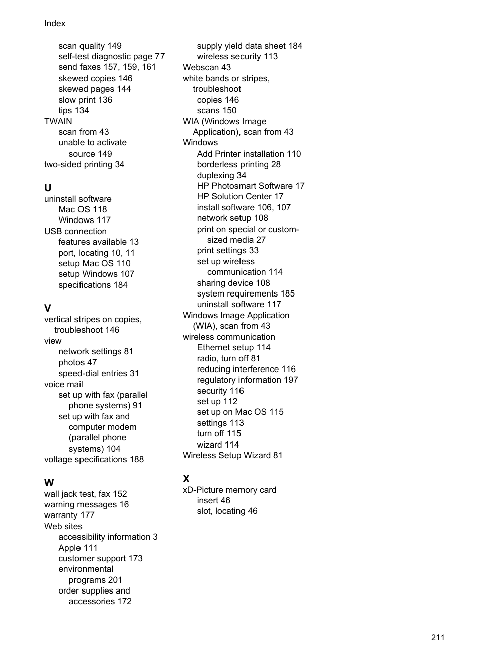 HP Officejet J6480 All-in-One Printer User Manual | Page 215 / 218