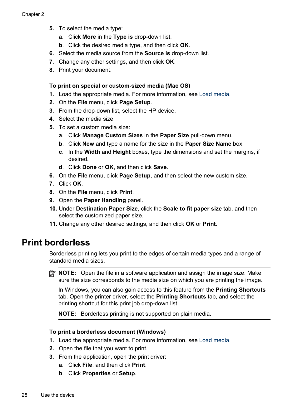 Print borderless | HP Officejet J6480 All-in-One Printer User Manual | Page 32 / 218