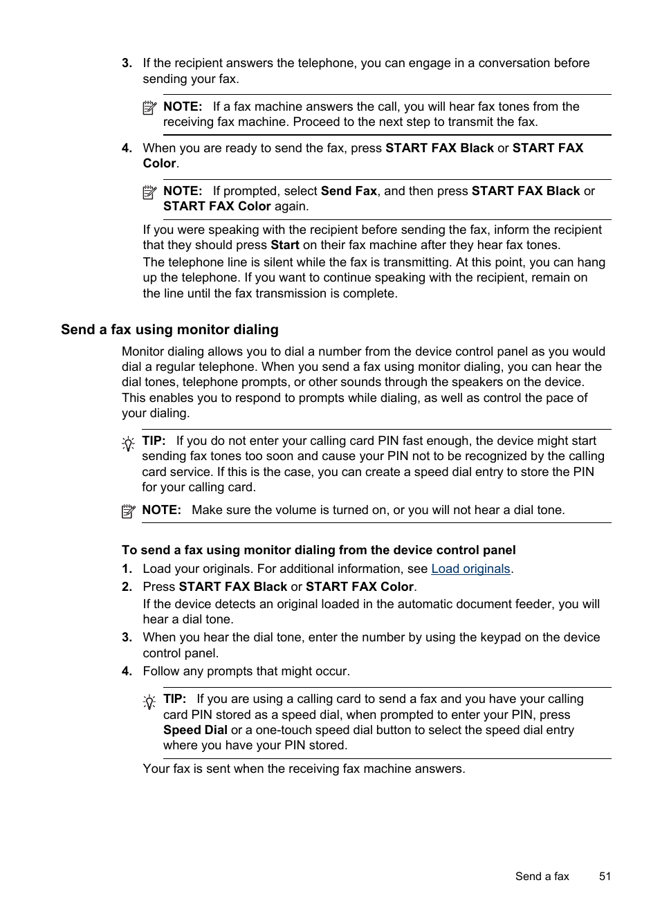 Send a fax using monitor dialing | HP Officejet J6480 All-in-One Printer User Manual | Page 55 / 218