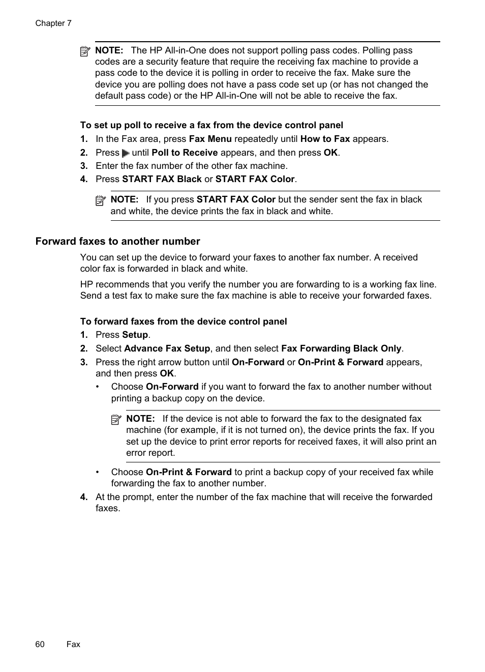 Forward faxes to another number | HP Officejet J6480 All-in-One Printer User Manual | Page 64 / 218