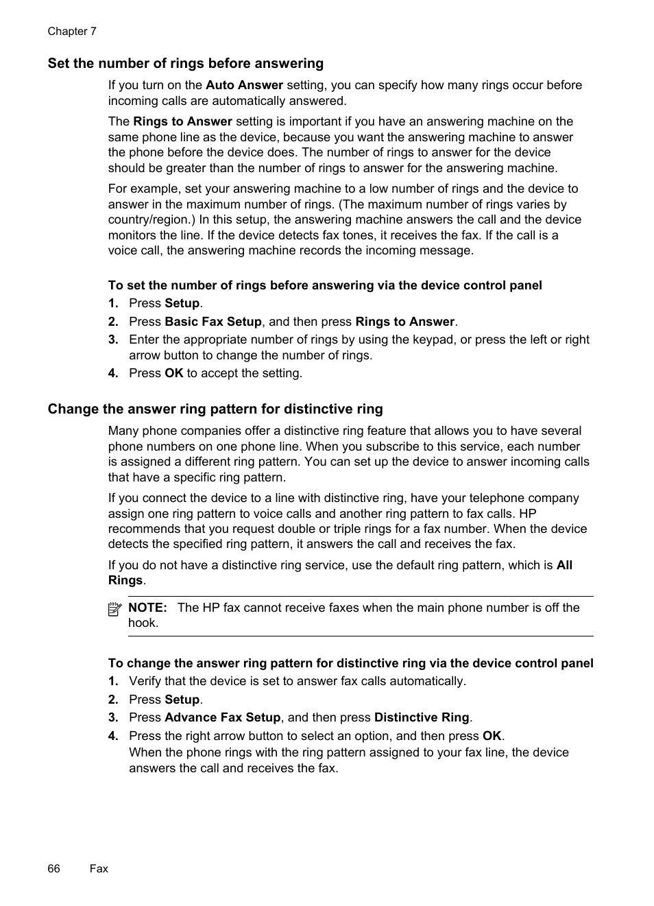 Set the number of rings before answering | HP Officejet J6480 All-in-One Printer User Manual | Page 70 / 218