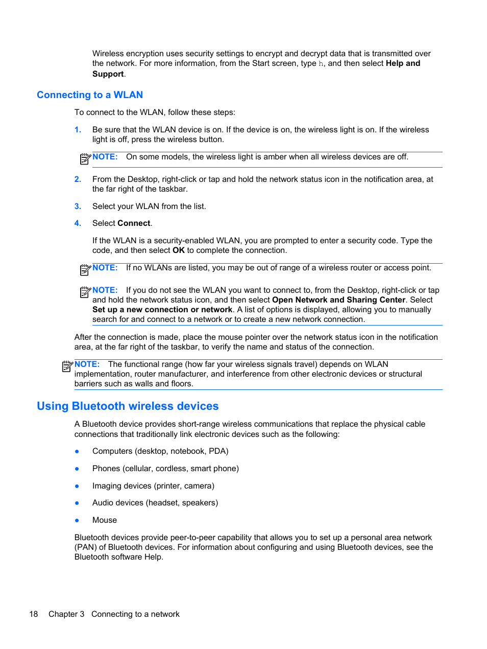 Connecting to a wlan, Using bluetooth wireless devices | HP ENVY Sleekbook 4-1110us User Manual | Page 28 / 89