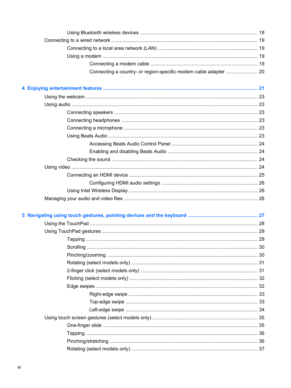 HP ENVY Sleekbook 4-1110us User Manual | Page 6 / 89