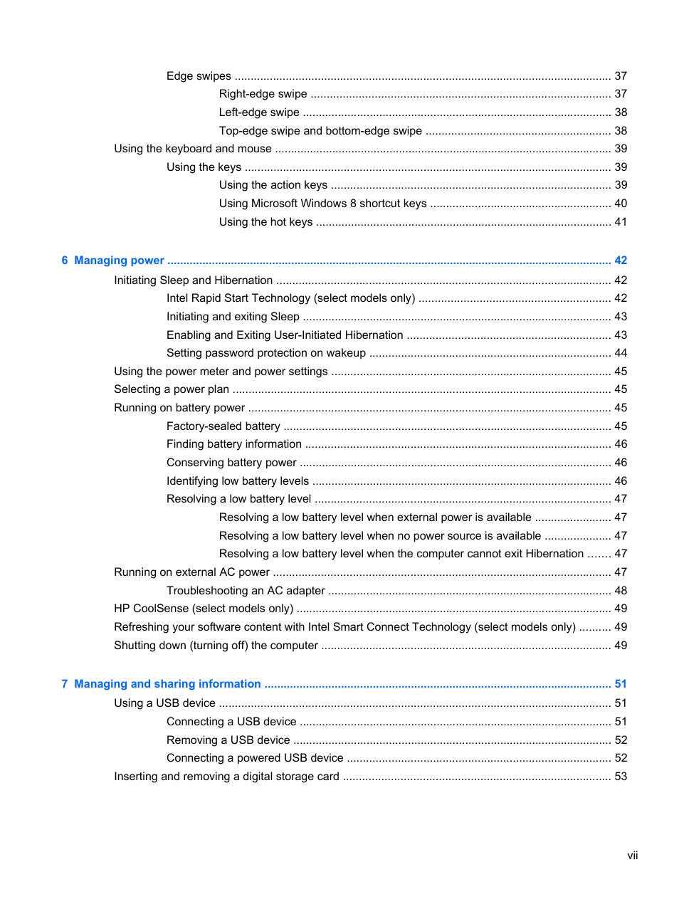 HP ENVY Sleekbook 4-1110us User Manual | Page 7 / 89