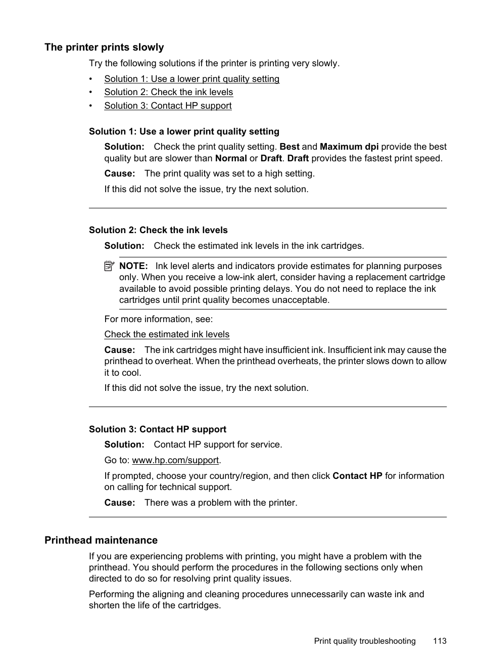 The printer prints slowly, Printhead maintenance | HP Officejet 7500A Wide Format e-All-in-One Printer - E910a User Manual | Page 117 / 252