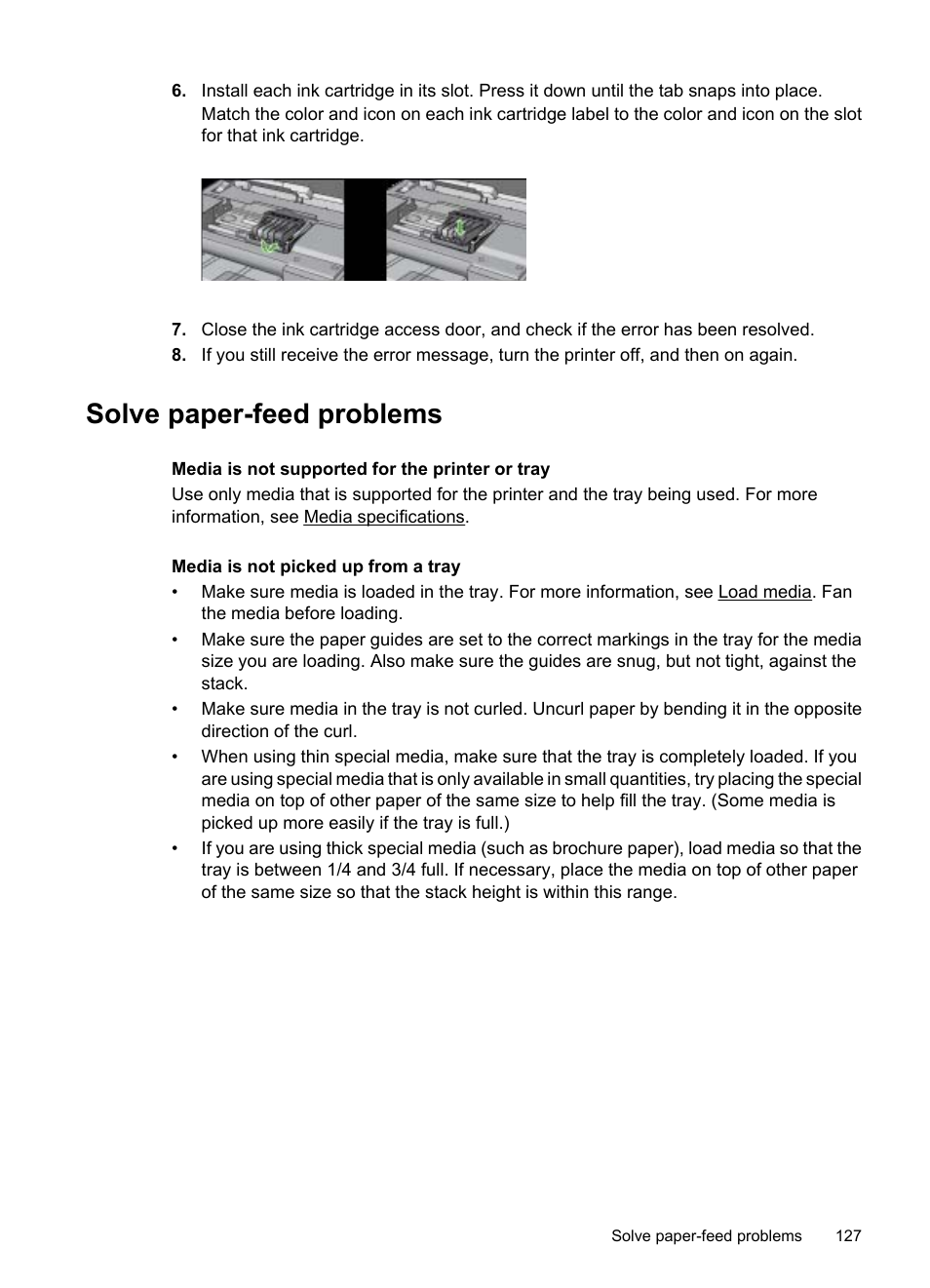 Solve paper-feed problems, Solve paper- feed problems | HP Officejet 7500A Wide Format e-All-in-One Printer - E910a User Manual | Page 131 / 252