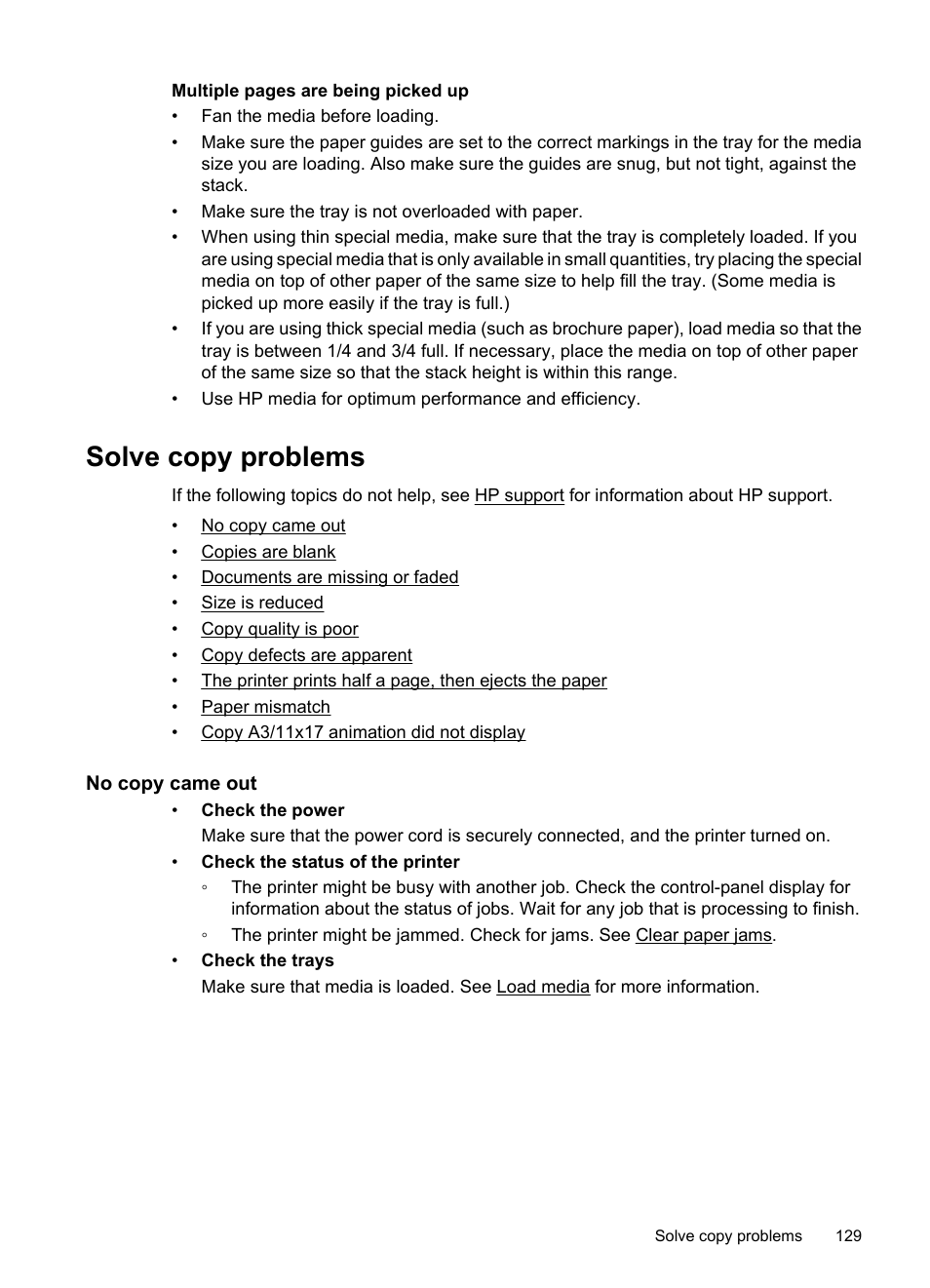 Solve copy problems, No copy came out | HP Officejet 7500A Wide Format e-All-in-One Printer - E910a User Manual | Page 133 / 252