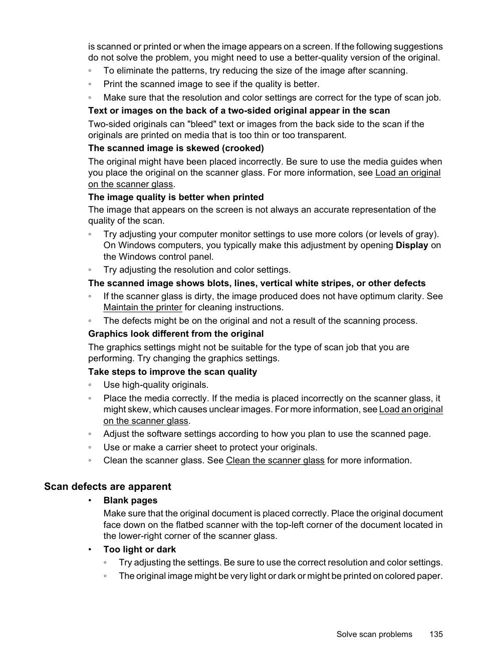 Scan defects are apparent | HP Officejet 7500A Wide Format e-All-in-One Printer - E910a User Manual | Page 139 / 252