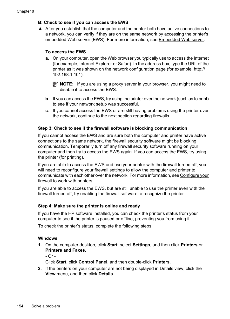 Step 4: make sure the printer is online and ready | HP Officejet 7500A Wide Format e-All-in-One Printer - E910a User Manual | Page 158 / 252