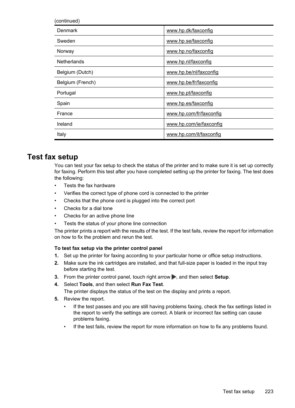 Test fax setup, See test fax setup, E test fax setup | HP Officejet 7500A Wide Format e-All-in-One Printer - E910a User Manual | Page 227 / 252