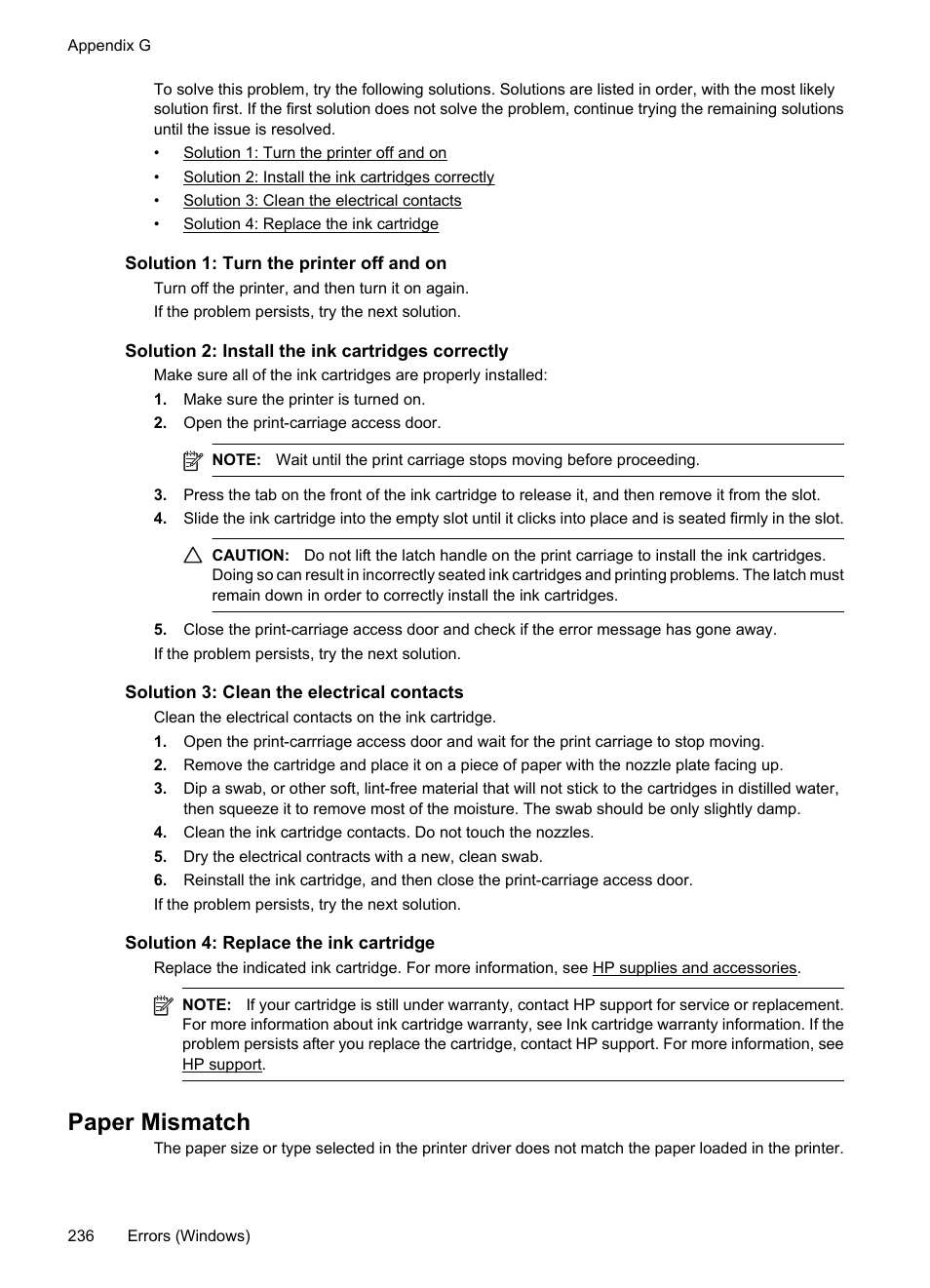 Paper mismatch | HP Officejet 7500A Wide Format e-All-in-One Printer - E910a User Manual | Page 240 / 252