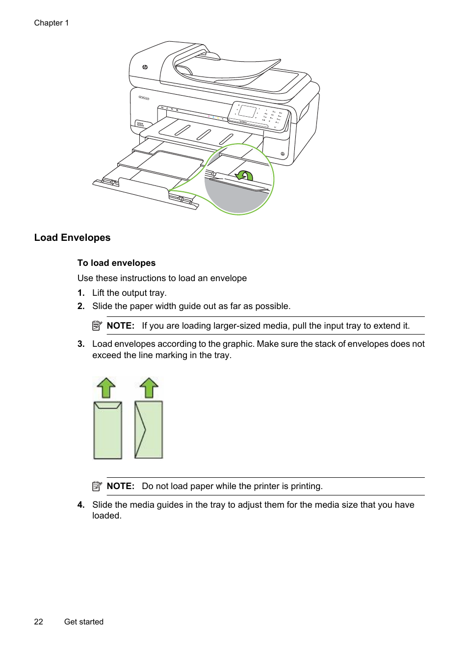 Load envelopes | HP Officejet 7500A Wide Format e-All-in-One Printer - E910a User Manual | Page 26 / 252