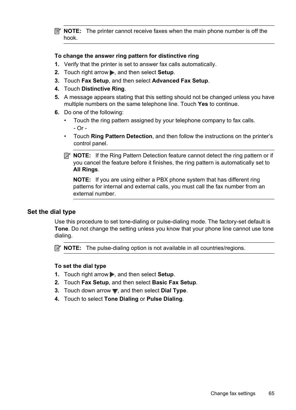 Set the dial type | HP Officejet 7500A Wide Format e-All-in-One Printer - E910a User Manual | Page 69 / 252