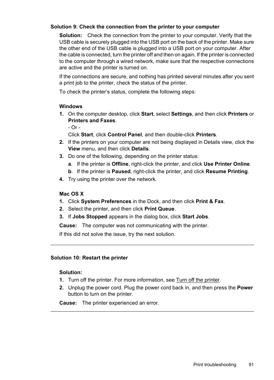 Solution 10: restart the printer | HP Officejet 7500A Wide Format e-All-in-One Printer - E910a User Manual | Page 95 / 252