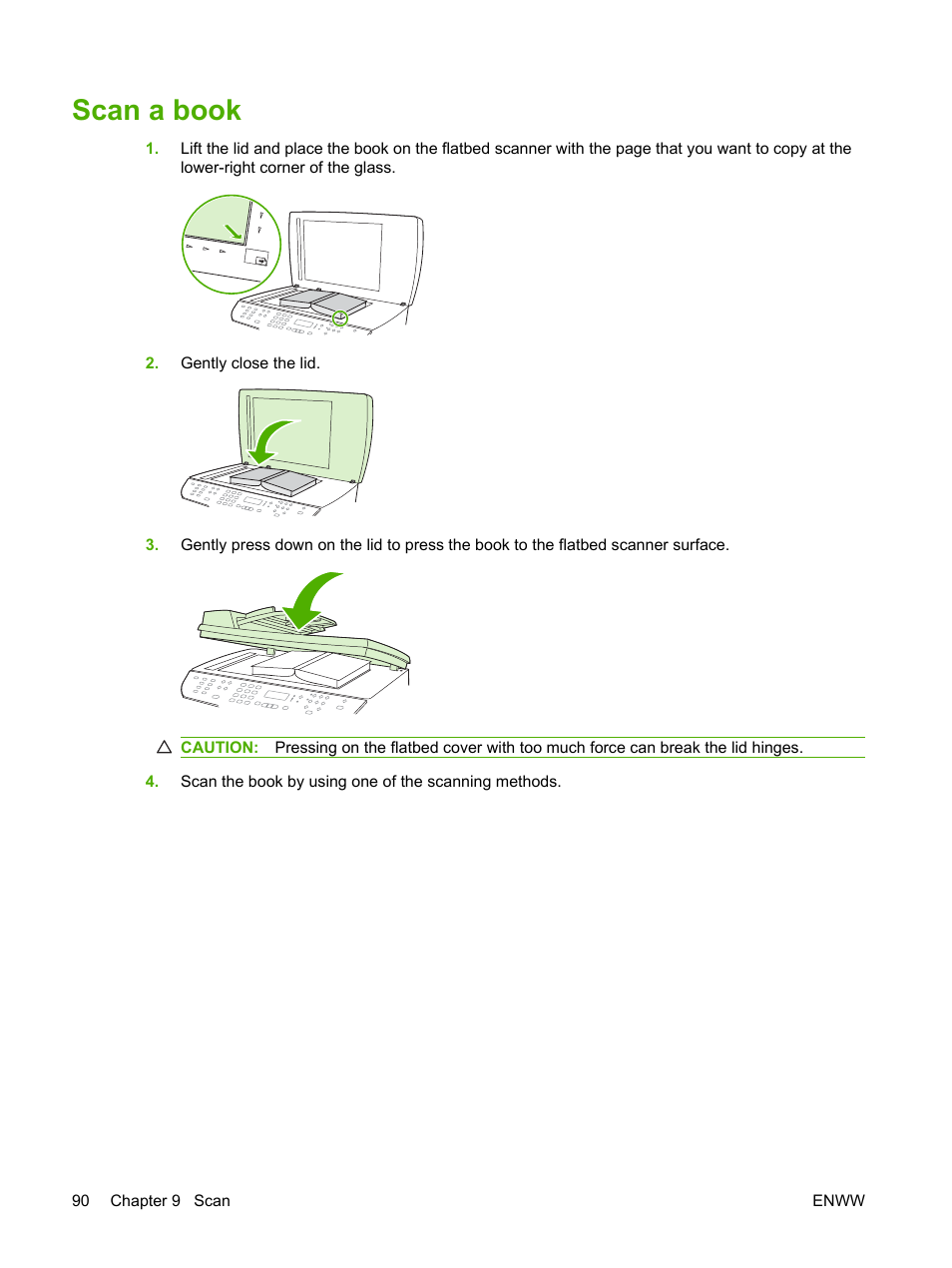 Scan a book | HP LaserJet M2727 Multifunction Printer series User Manual | Page 102 / 266