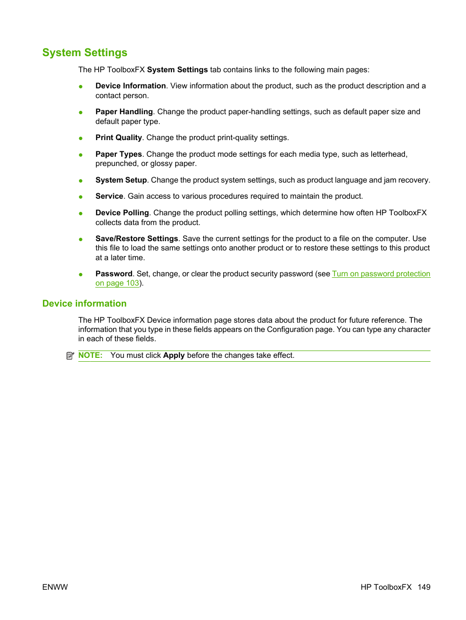 System settings, Device information | HP LaserJet M2727 Multifunction Printer series User Manual | Page 161 / 266