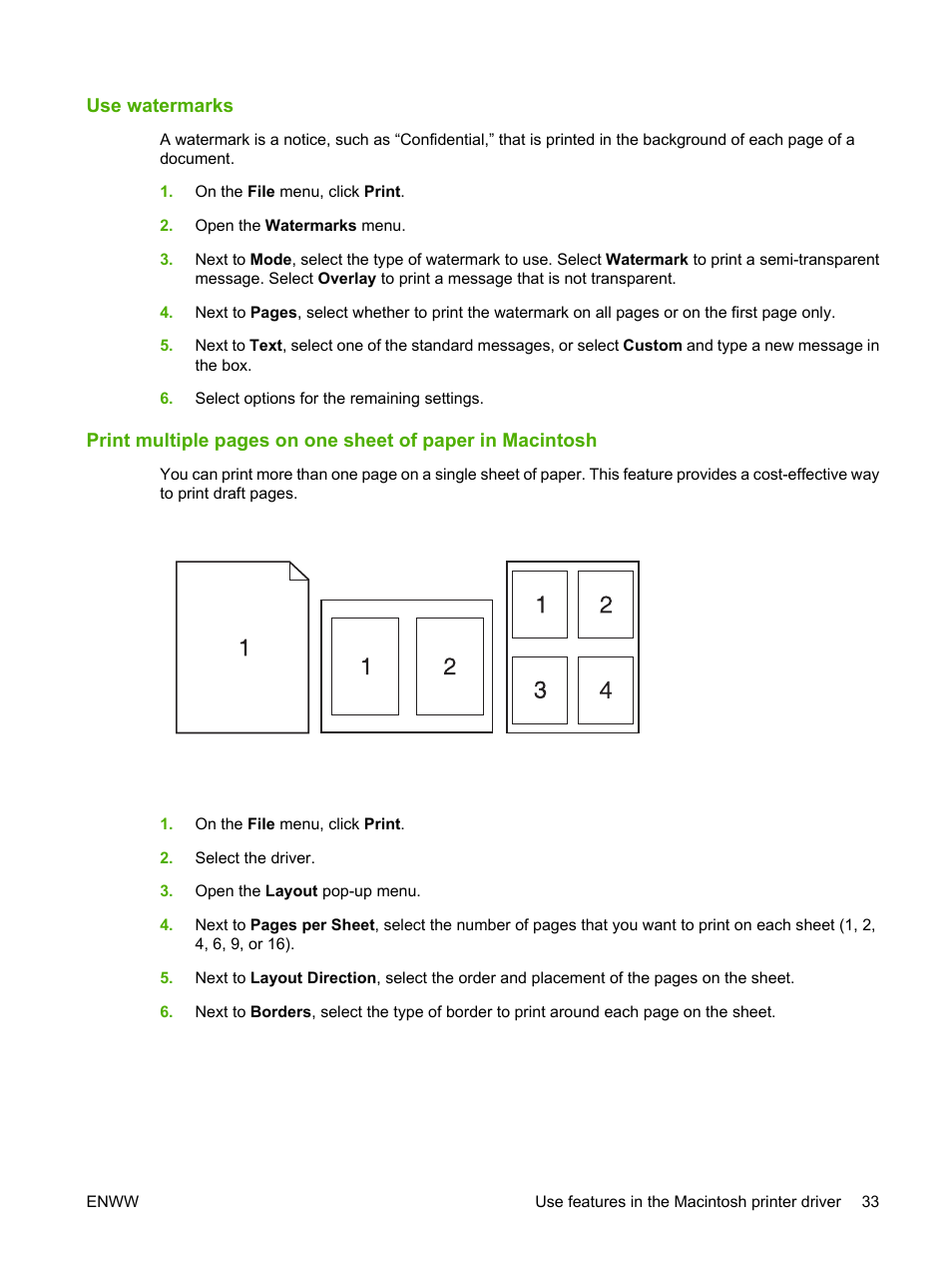 Use watermarks | HP LaserJet M2727 Multifunction Printer series User Manual | Page 45 / 266