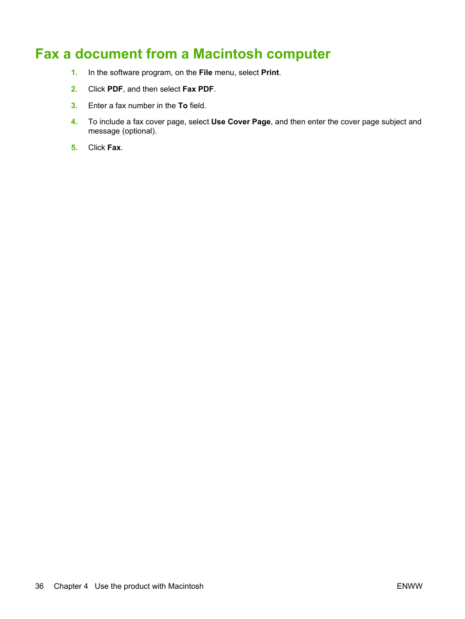 Fax a document from a macintosh computer | HP LaserJet M2727 Multifunction Printer series User Manual | Page 48 / 266