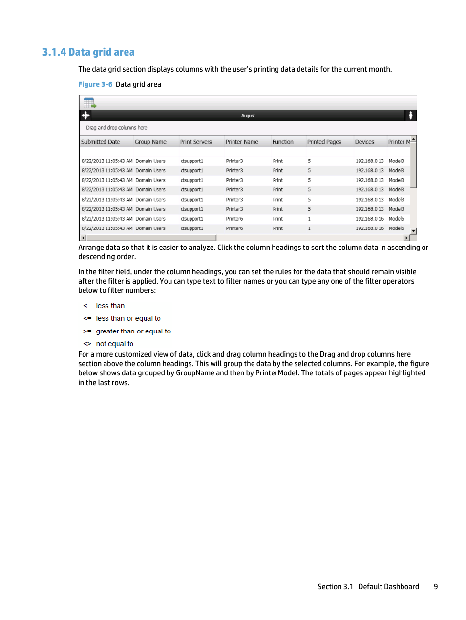 Data grid area, 4 data grid area, Figure 3-6 data grid area | HP Access Control User Manual | Page 13 / 22