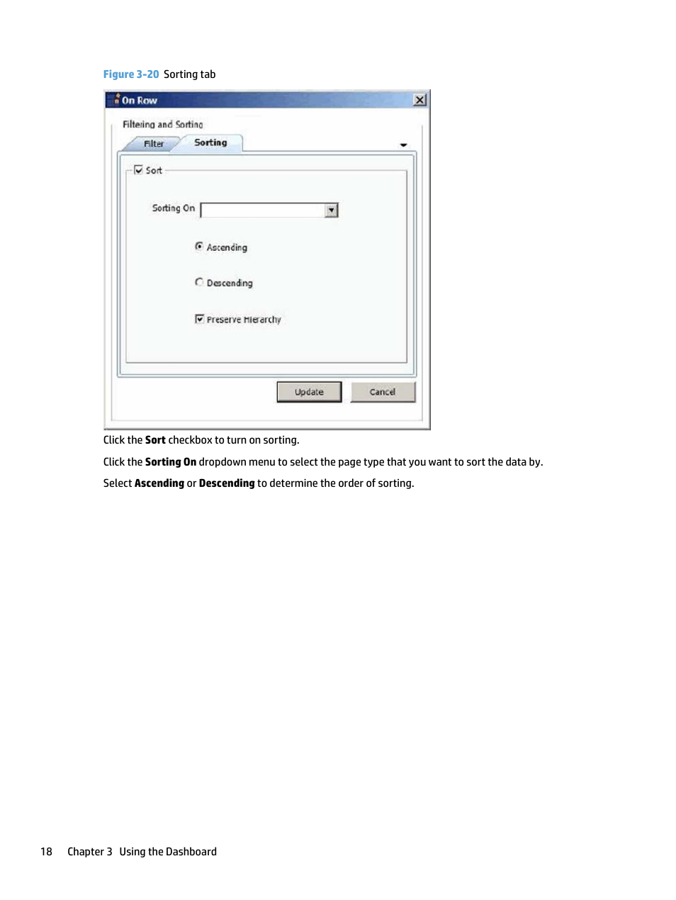 Figure 3-20 sorting tab | HP Access Control User Manual | Page 22 / 22