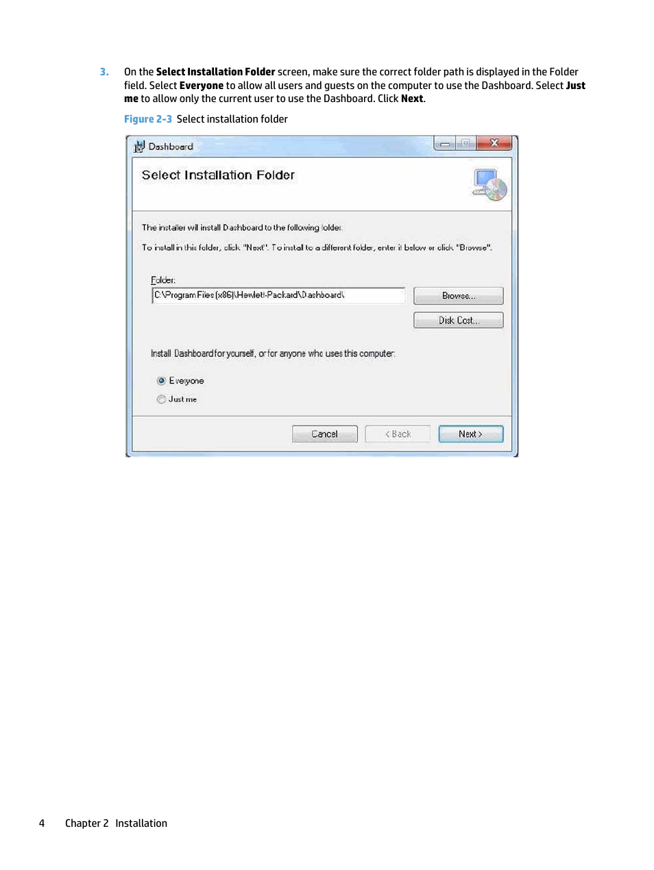 Figure 2-3 select installation folder | HP Access Control User Manual | Page 8 / 22