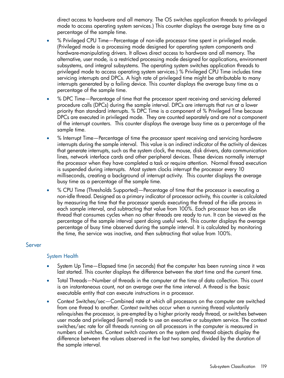 Server, System health | HP Insight Management Agents User Manual | Page 119 / 165