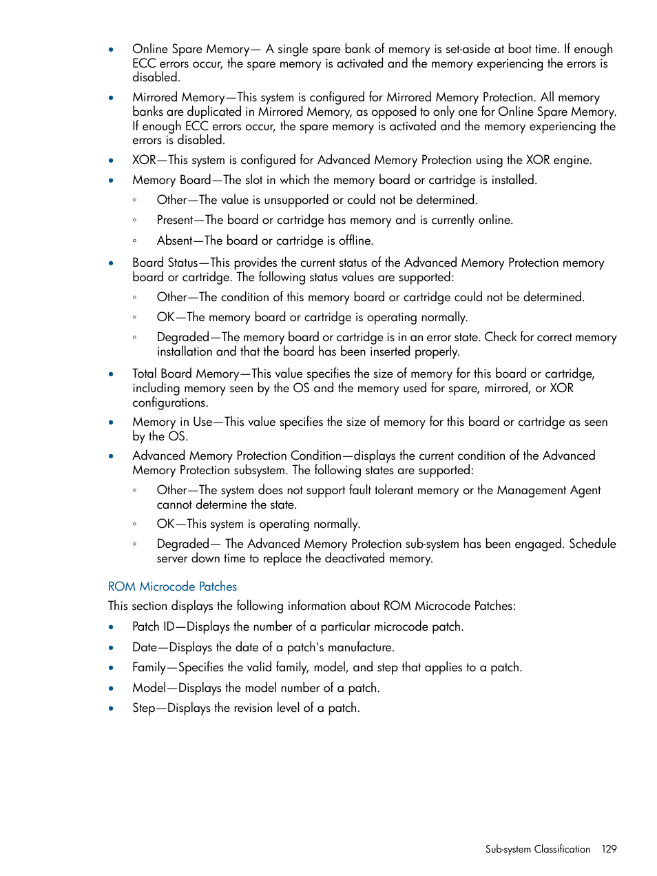 Rom microcode patches | HP Insight Management Agents User Manual | Page 129 / 165